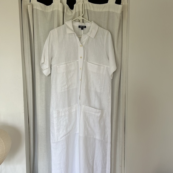 ILANA KOHN mabel coverall jumpsuit white linen size small NWOT - Picture 3 of 16